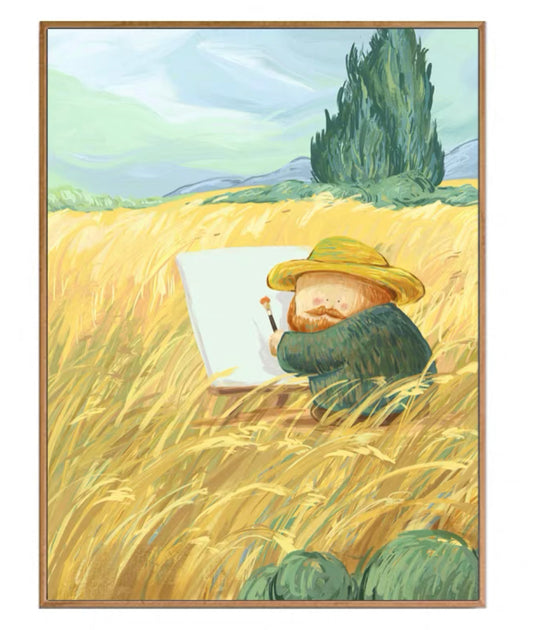Big gallery canvas with Timber frame - Vincent van gogh in wheatfield