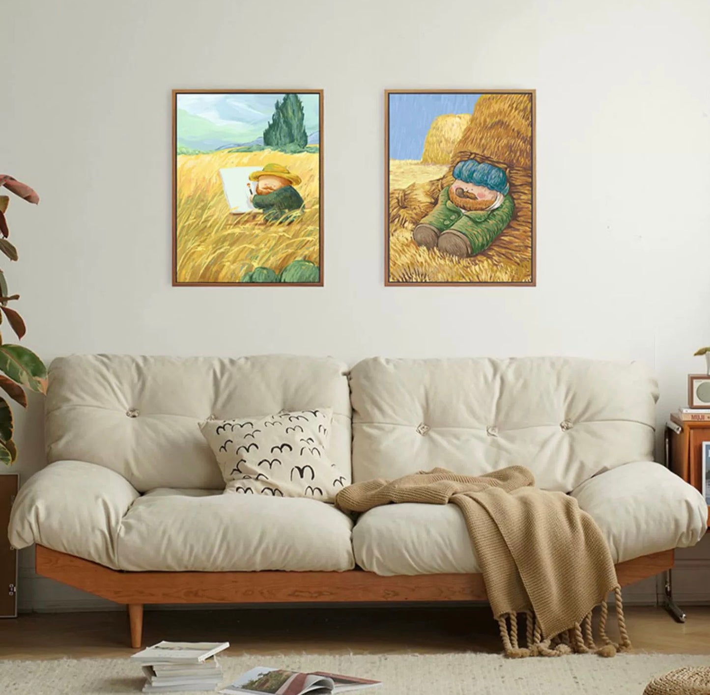 Big gallery canvas with Timber frame - Vincent van gogh in wheatfield