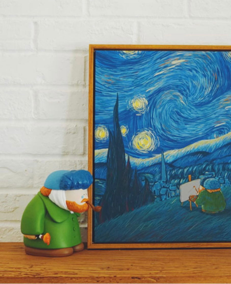 Big gallery canvas with Timber frame - Vincent van Gogh under the Starry Night