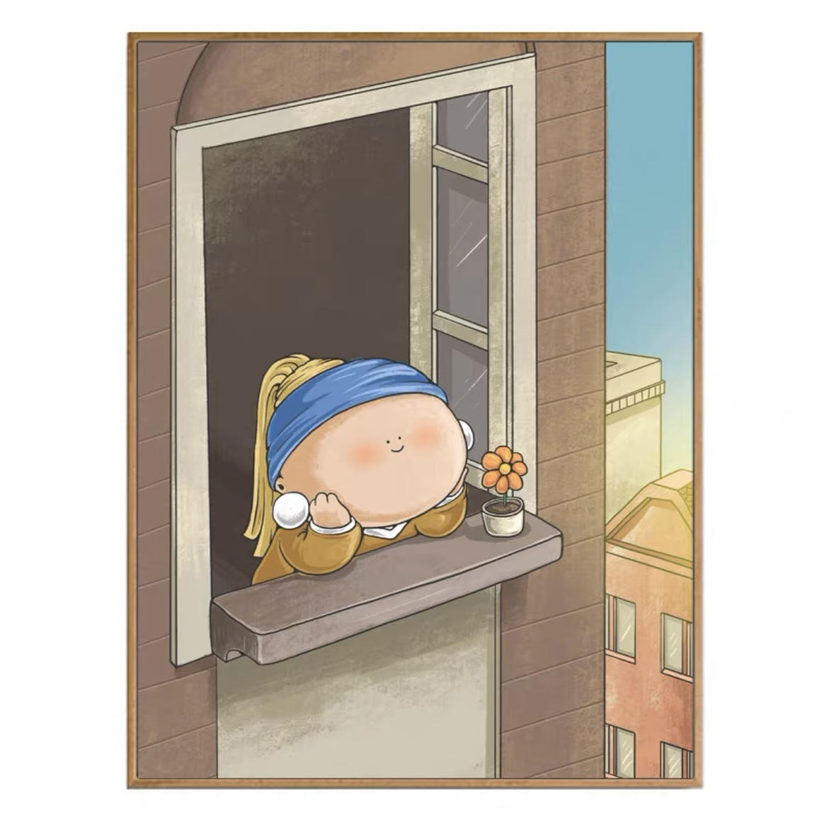 Big gallery canvas with Timber frame - The Girl on the Windowsill